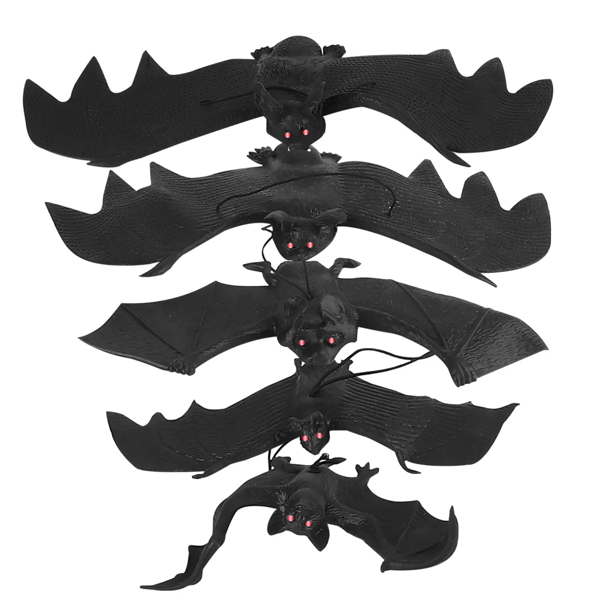 5pcs Bat Ornament Halloween Decorations Hanging Scary Bats Party Home Outdoor Decoration Lifelike Soft Elastic Festive