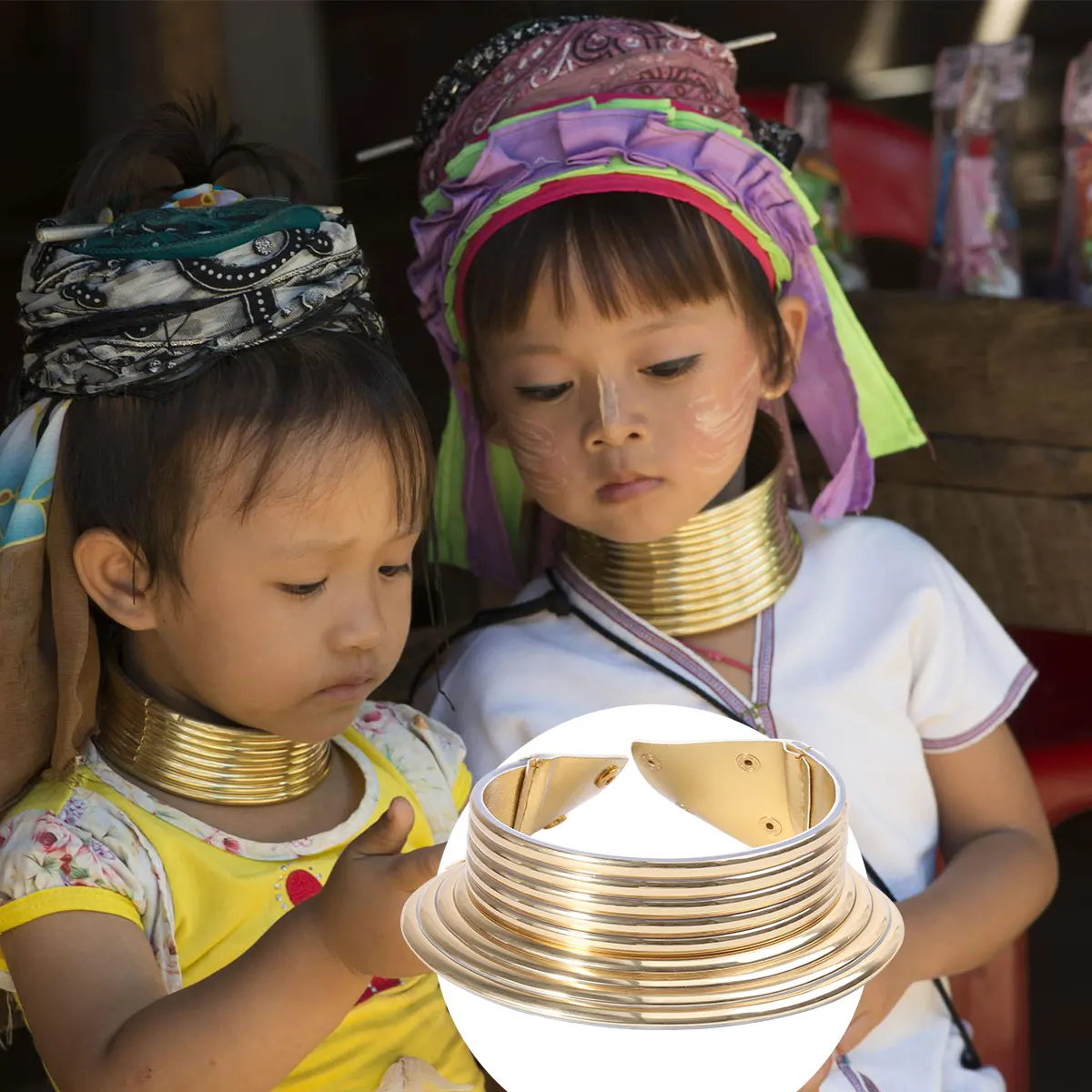 

Adjustable Long Neck Collar Golden Chunky Clavicle Chain European Fashion Necklace for Valentine Christmas Mardi Gras African