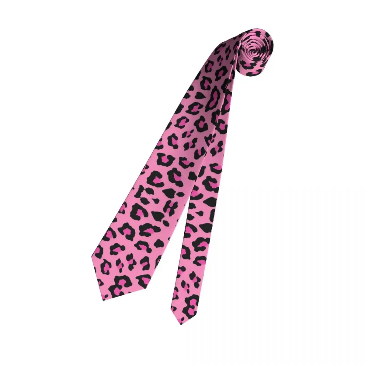 New Polyester Silk 8cm Tie For Men Pink Leopard Print Neck Animal Slim Mens Necktie Personality Cravate Wedding Accessories Ties