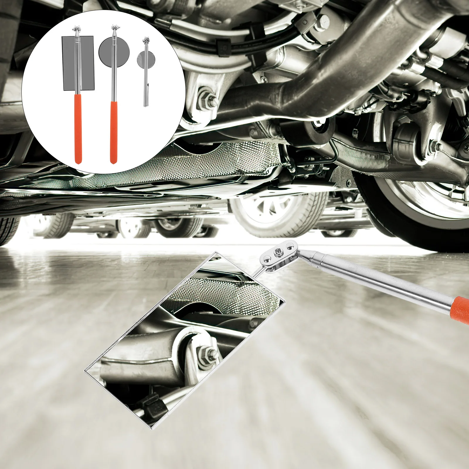 

3Pcs Retractable Inspection Mirror Extendable Mechanic Tool Portable Garage Toolbox Essential Inspection Mirror