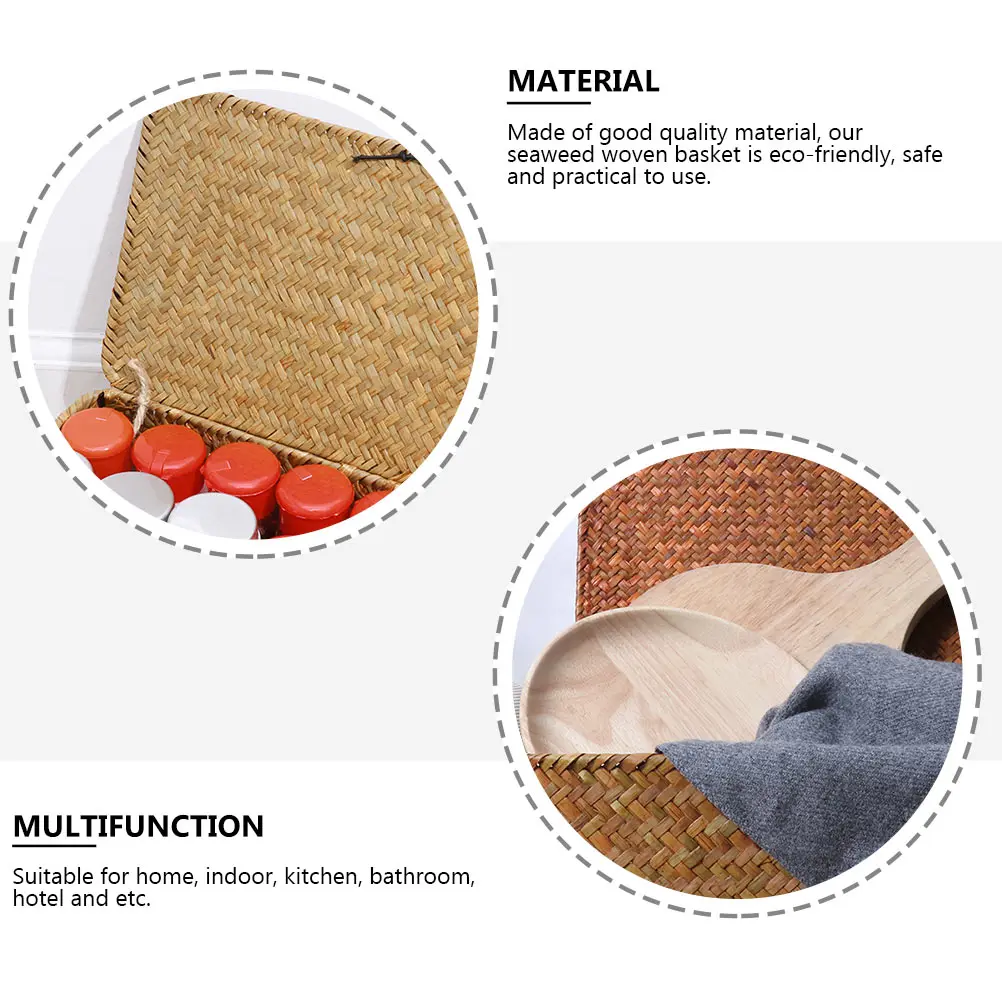 

2Pcs Seaweed Storage Baskets Natural Seaweed Storage Box EcoFriendly Home ganization Boxes Multifunctional Seagrass