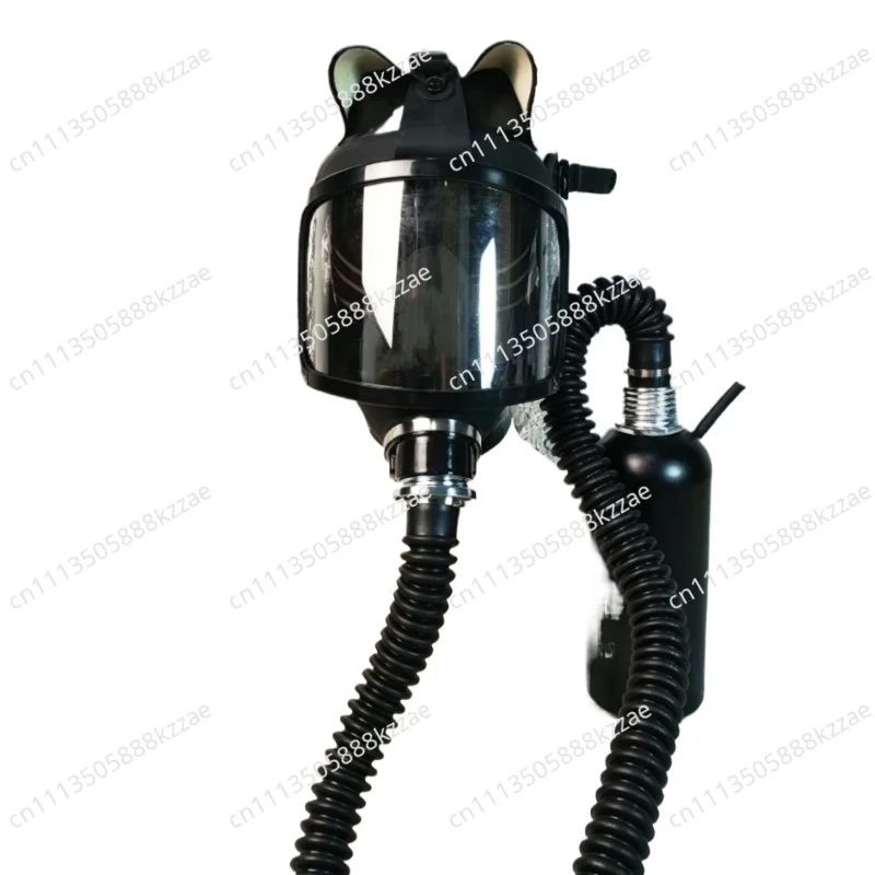Silver-plated Curved Gas Mask Set, Negative Pressure Bottle Breathing Bag Set, Silver-plated Lens Large Field of View Full Mask