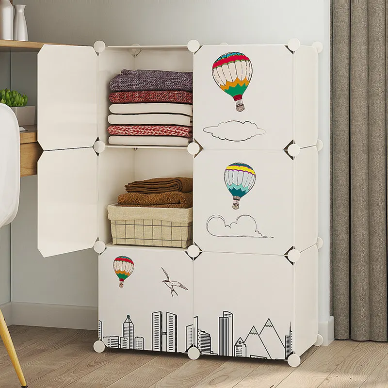 *-*Plastic Storage Wardrobe Living Room Modern Open Display Organizer Bedroom Partitions Wardrobe