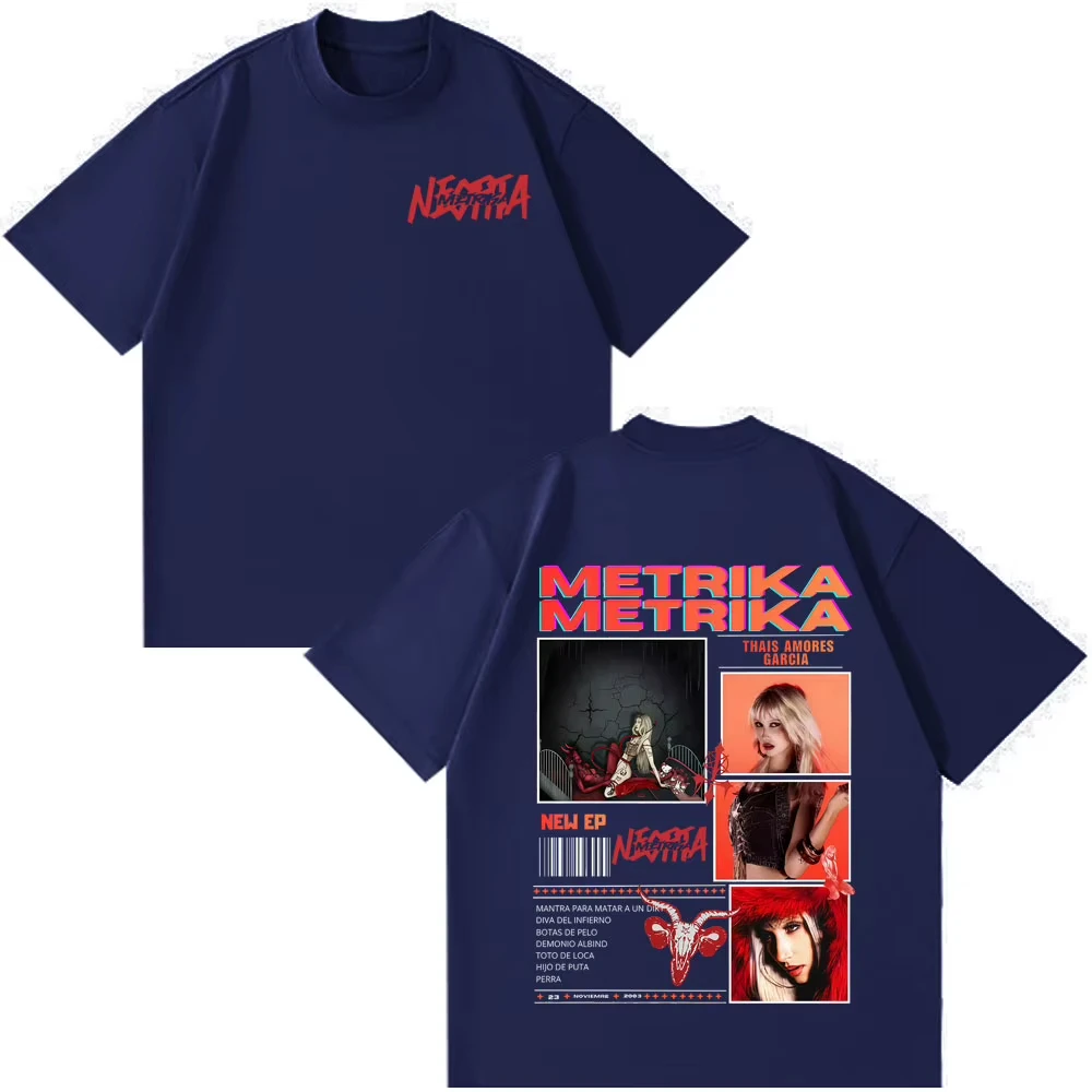 Singer Metrika New Album Tour Print Tshirt Men Women Aesthetic Trendy T-shirt Short-sleeved Loose Cotton Casual Hip-hop T-shirts
