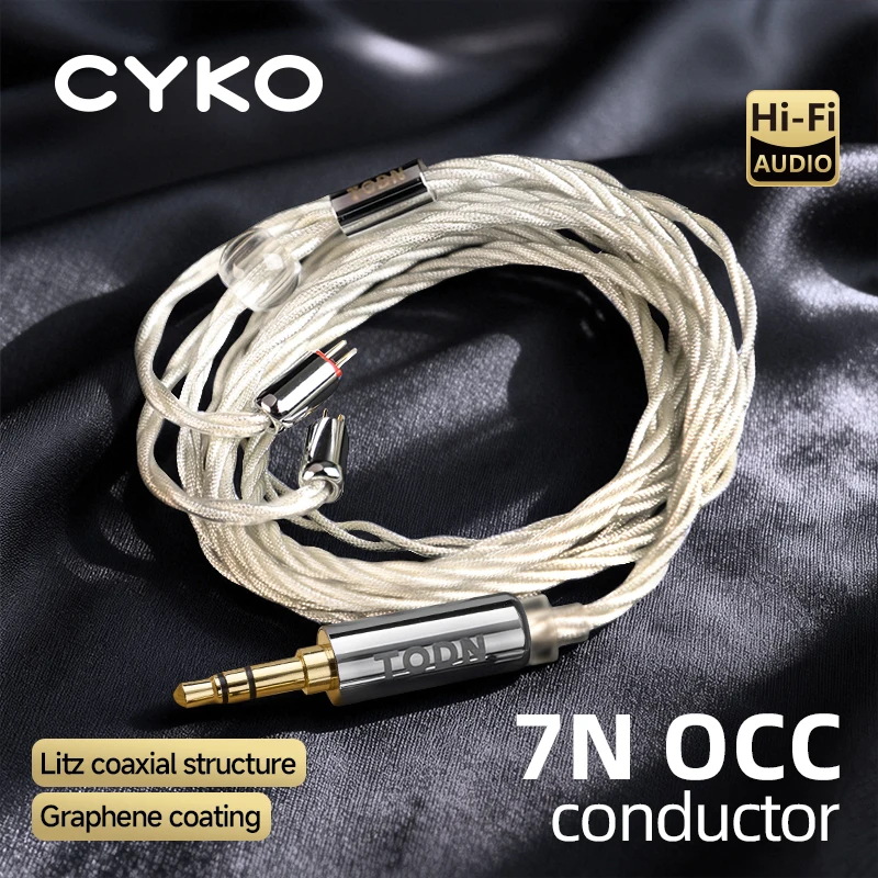 TODN HiFi 4 Core Graphene silver plated 7N OCC Earphone Cable MMCX 2Pin 4.4mm 3.5mm Audio Aux jack Litz  structure for Computer