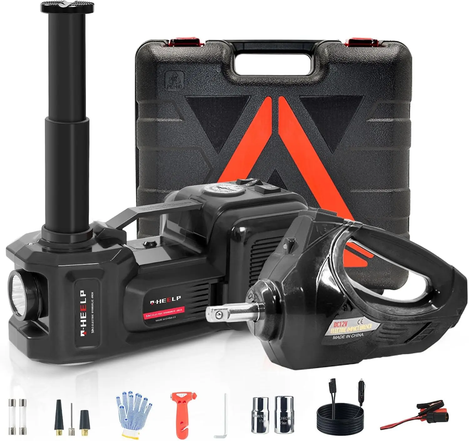 

5-Ton Electric Hydraulic Car Jack Kit with Impact Wrench for SUV, Truck, Sedan - Quick Tire Change & Garage Repair