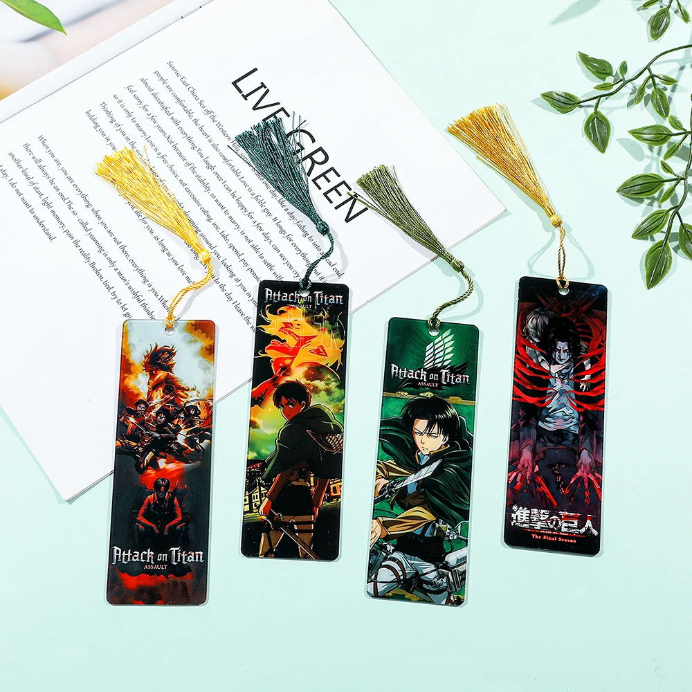 

Anime Attack on Titan Book Mark, Acrylic Book Mark with Tassel for Fan Collection Christmas Gift Reading Marker for Book Lovers