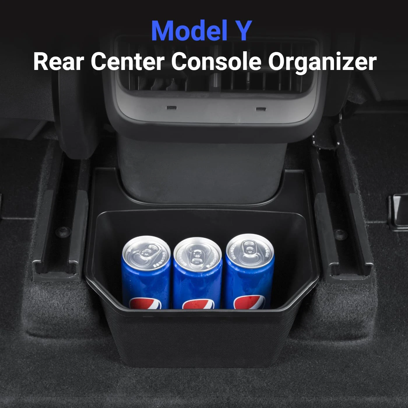 Newest for Model Y Rear Center Console Organizer TPE Backseat Storage Box Garbage Can with Anti-Slip Lid Cover Rear Bin 2nd Row