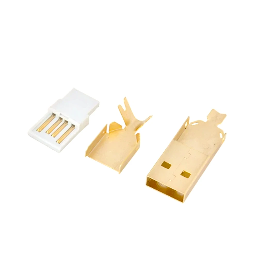 5pcs/lot Usb Connector Gold Plating DIY USB 2.0 A Type Male Plug Connector Wire Bonding