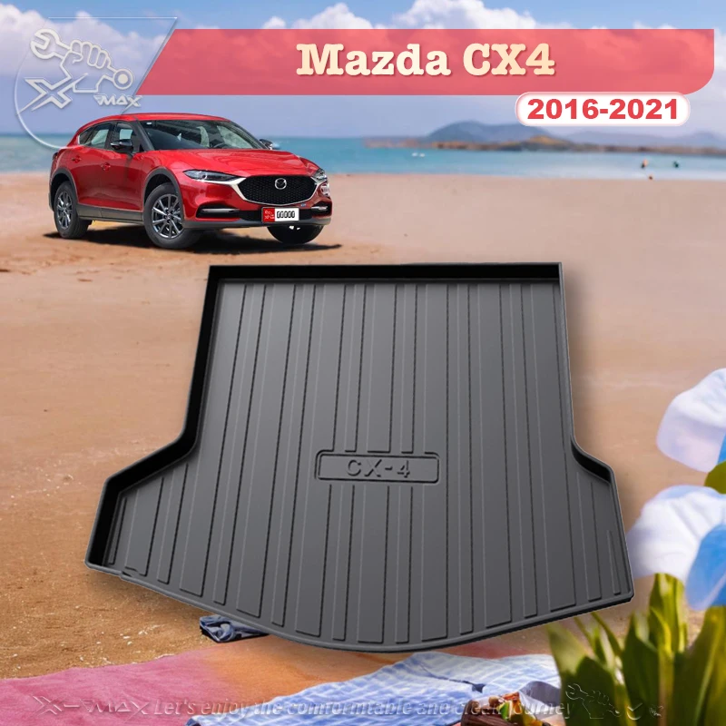 For Mazda CX4 2016-2021 Custom Fit Car Trunk Mat All Season Black Cargo Mat 3D Shaped Laser Measured Trunk Liners