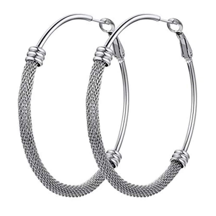 

PROSTEEL 30/40/60/80/ Chunky Hoop Earrings For Women Gold Plated/Black Stainless Steel Hoops Earrings Statement Jewelry