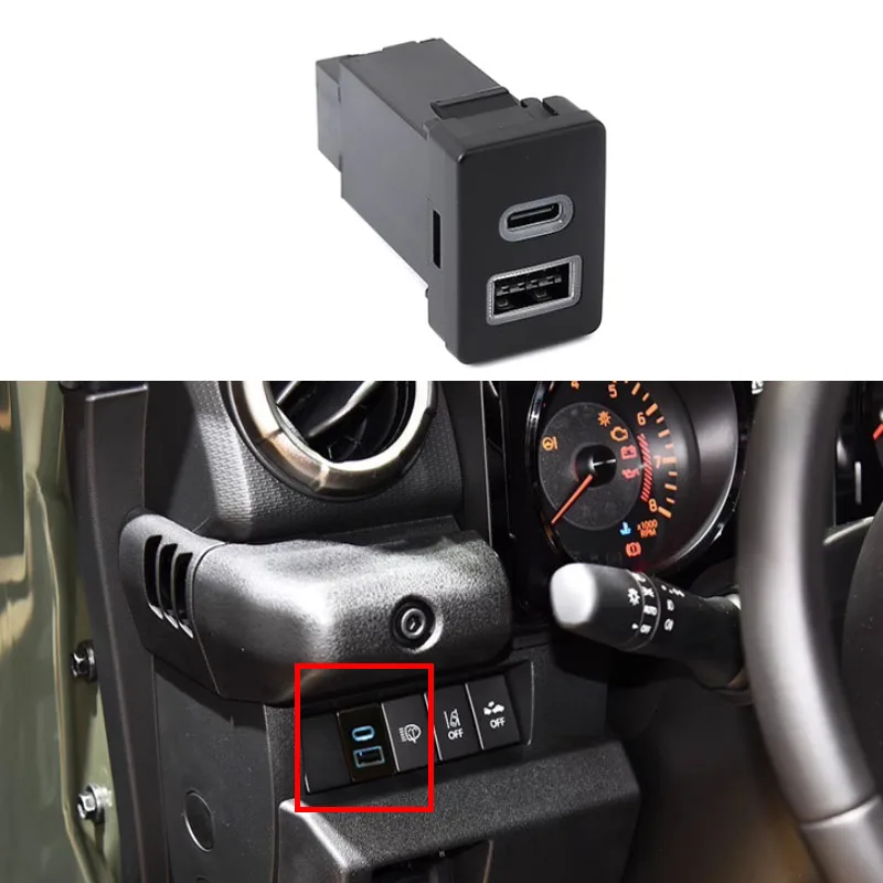 

1 шт. автомобильное зарядное устройство 12В с разъемом QC3.0 PD, быстрый зарядный адаптер для телефона, подходит для Suzuki Jimny 2019, Spacia, IGNIS, Swift Sport