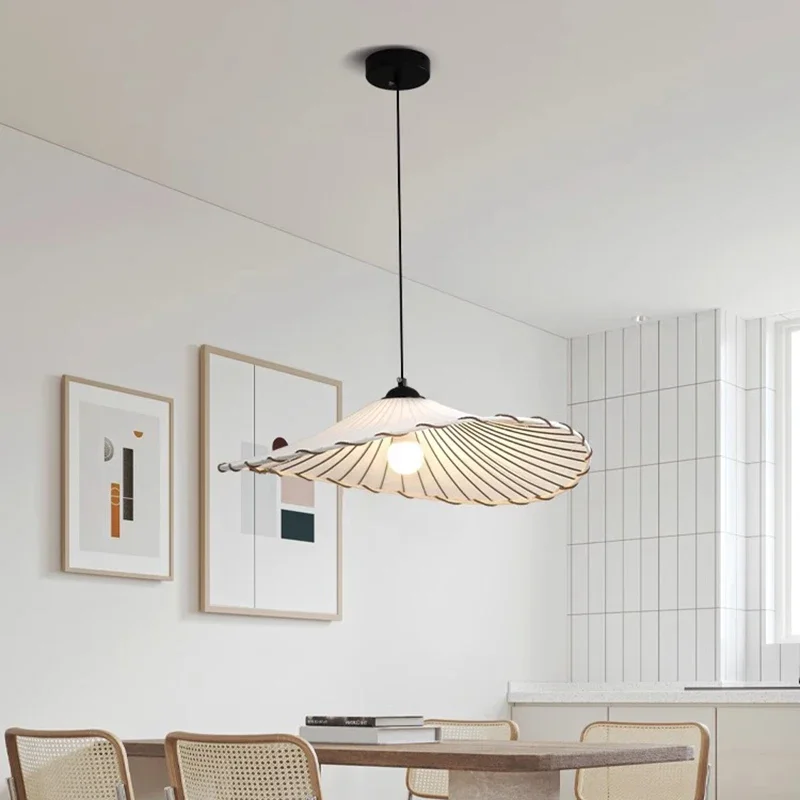 Japanese Creative Cotton Linen Hat LED Pendant Light Restaurant Bedroom Living Room Home Decor Zen