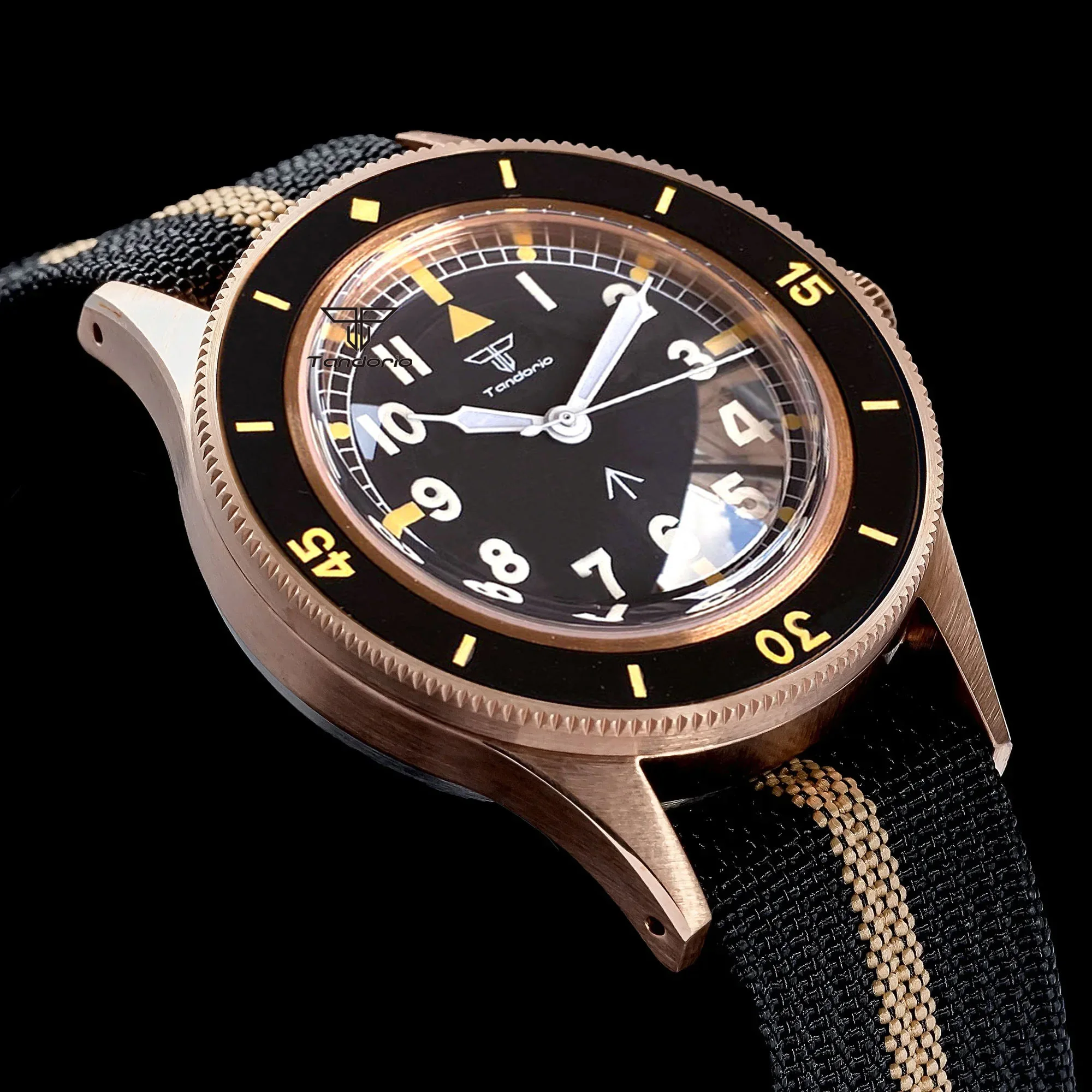 Tandorio Cusn8 Real Solid Bronze 40mm Dive Men Watch Domed Sapphire NH35 PT5000 Miyota8215 Automatic 20BAR Mechanical Wristwatch