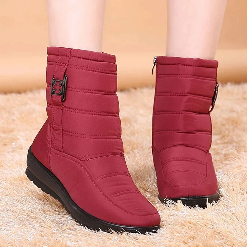 BEYARNE Women Boots  New Winter Snow Boots Female Warm Fur Ankle Boots For Women Shoes Wedge Heel Winter  Zipper Botas