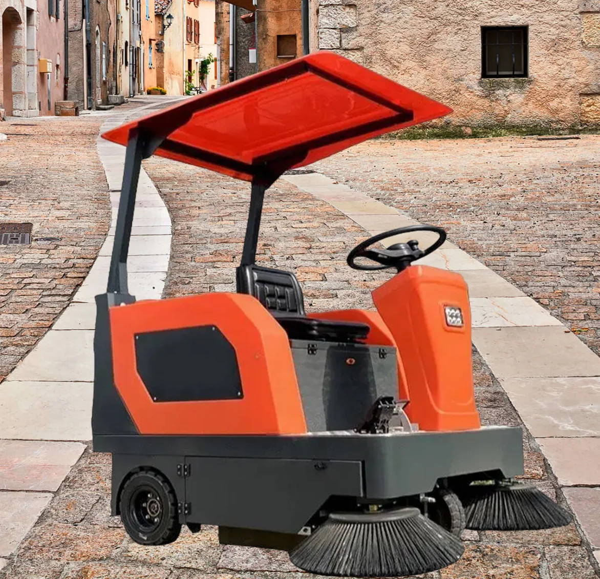 Электрическая машина для чистки пола Cophilo с щеткой, работающая от батареи, мощная метла, дорожная машина для подметания полов, вакуумная подметальная машина