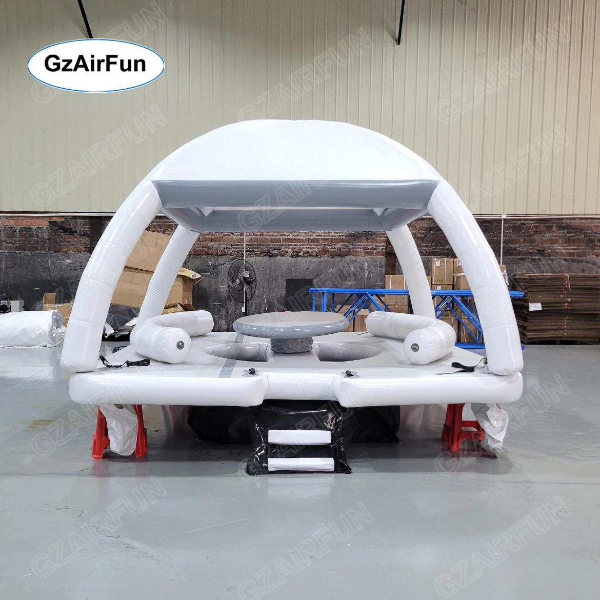 Water Entertainment Equipment Inflatable Water Leisure Platform Dock Inflatable Floating Island With Tent