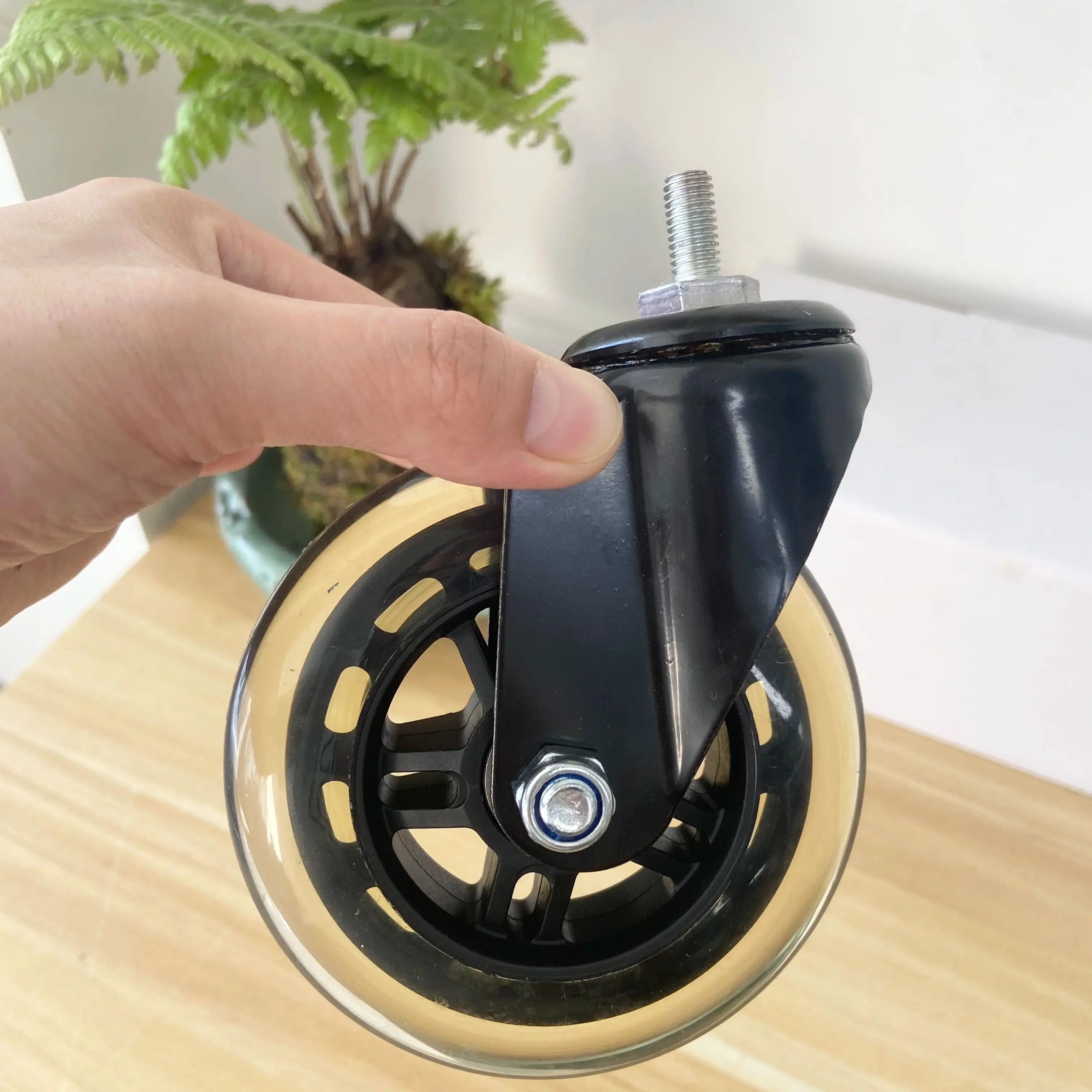 5Pcs 4 inch M8x17mm PU Caster Wheels - Silent & Smooth Gliding Furniture Casters