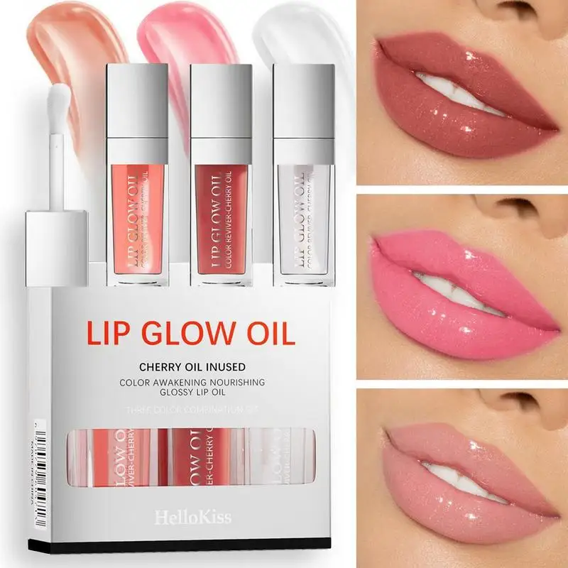 3pcs Lip Plumping Oil Lip Glow Oil Lip Plumper Gloss Non Greasy Lip Oil Set Moisturizing Nourishing Lip Care Products Lip Glaze