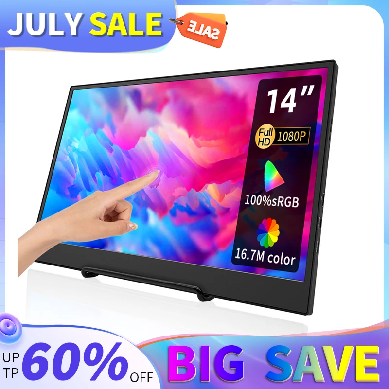 

14inch Touch Screen Portable Monitor FHD 100%SRGB 300cd/m2 PS Expand Screen Laptop Type-C HDMI-Compatible For XBox PS4/ 5 Switch