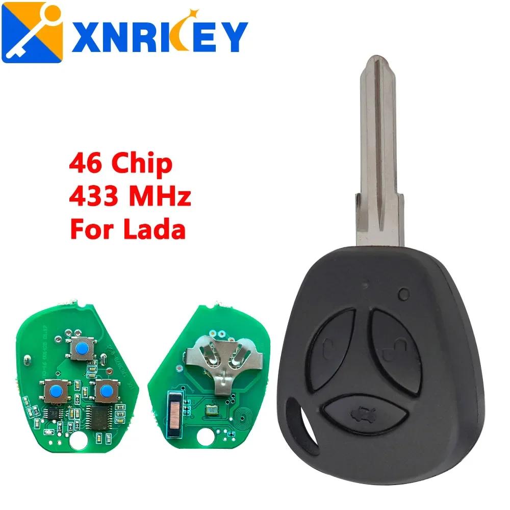 

XNRKEY 3 Button Remote Car Key/Key Shell 46 Chip 433Mhz for Lada Granta Priora Vesta X-Ray XRay Sedan Sport Kalina