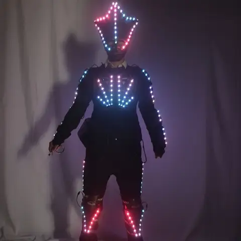 LED Light-emitting Men Costume Nightclub Bar Party Stage Performance Clothing Halloween Festival Cosplay Suit