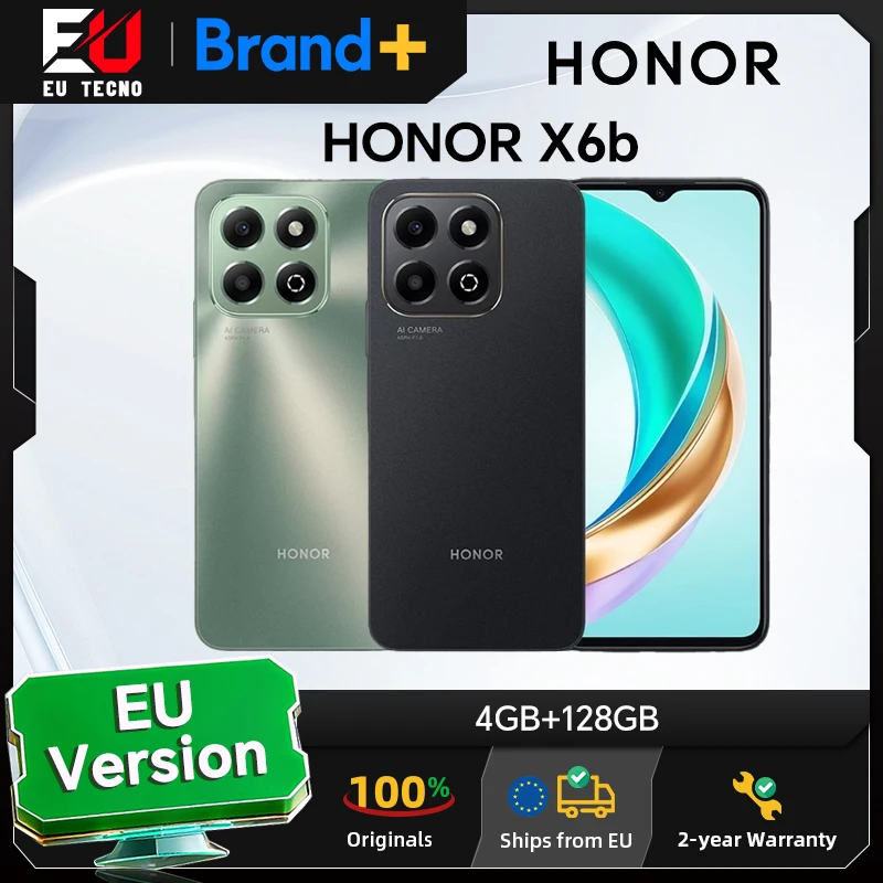 HONOR X6b, Versión EU, Smartphone con Batería de 5200 mAh, Gran Almacenamiento de 8(4+4)GB+128GB, Cámara Ultra Nítida con IA de 50MP 3