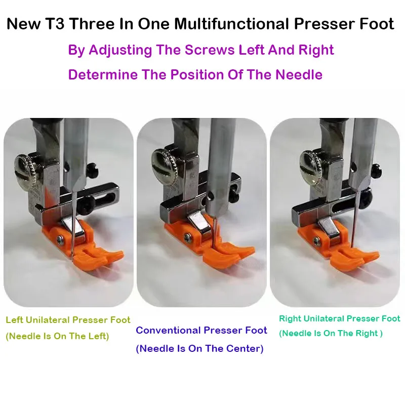 Universal Foot #T3 Adjustable Cording/Regular/Zipper Presser Foot For 1-Needle Lockstitch Industrial Sewing Machine Accessories