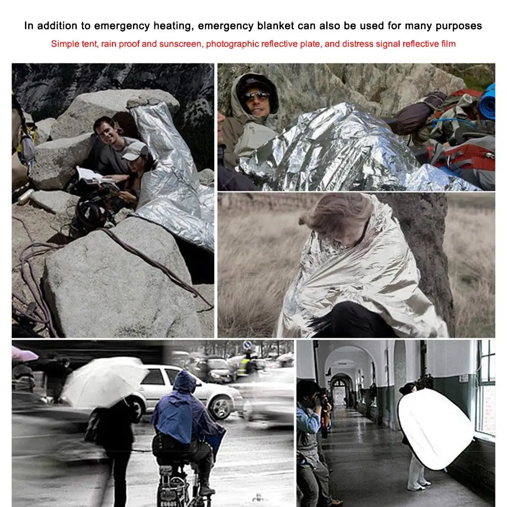 

Outdoor Thermal Emergency Foil First Aid Survival Blankets (160x210cm Silver)