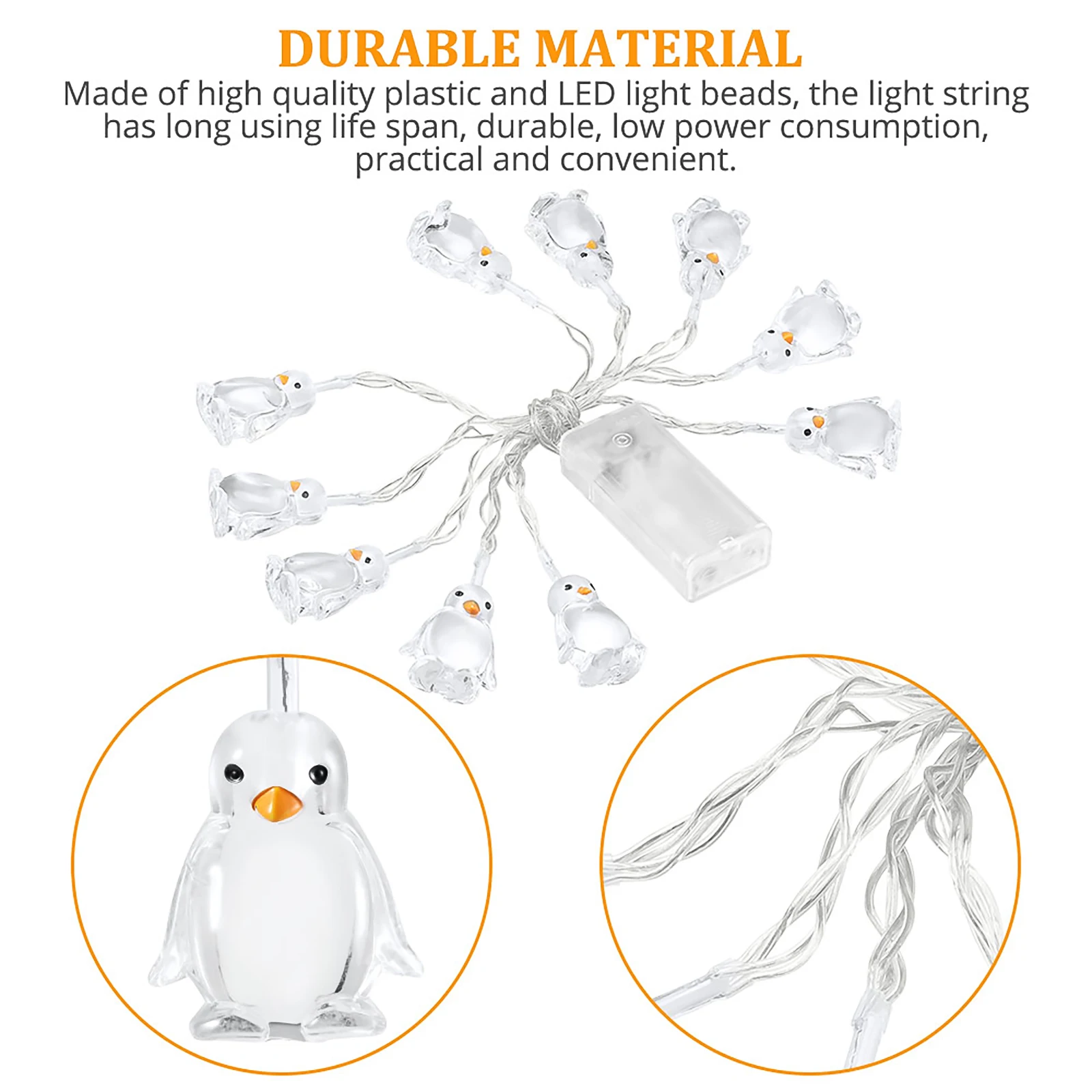 펭귄 동물 모양의 스트링 조명, 요정 조명, LED 장식, 어린이 침실, 귀여운 홈 파티 장식, 선물 화환 루스