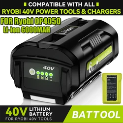 New 40V 6AH High-Power Lithium Battery, For Ryobi RY40200 Tool Battery OP4050 OP4026 , RY40430,Ryobi Lawn Mower