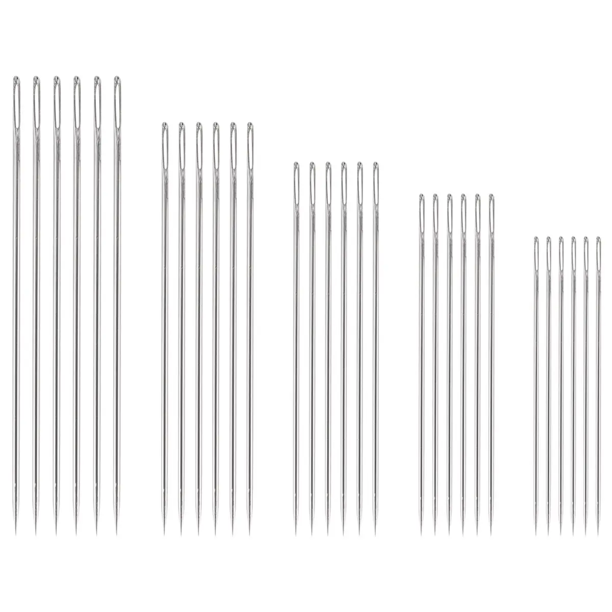 DT38 30Pcs Large-Eye Stitching Thick Needles, 5 Sizes Stainless Steel Sewing Needles Kit for Embroidery and Hand Sewing