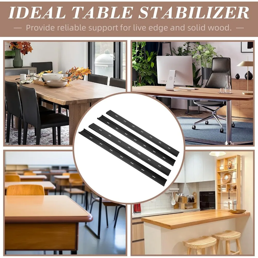 دعم سطح الطاولة Live Edge - دعامة فولاذية مكونة من 4 قطع على شكل حرف C، دعامة معدنية بأرجل مخفية لـ 32 لوحًا