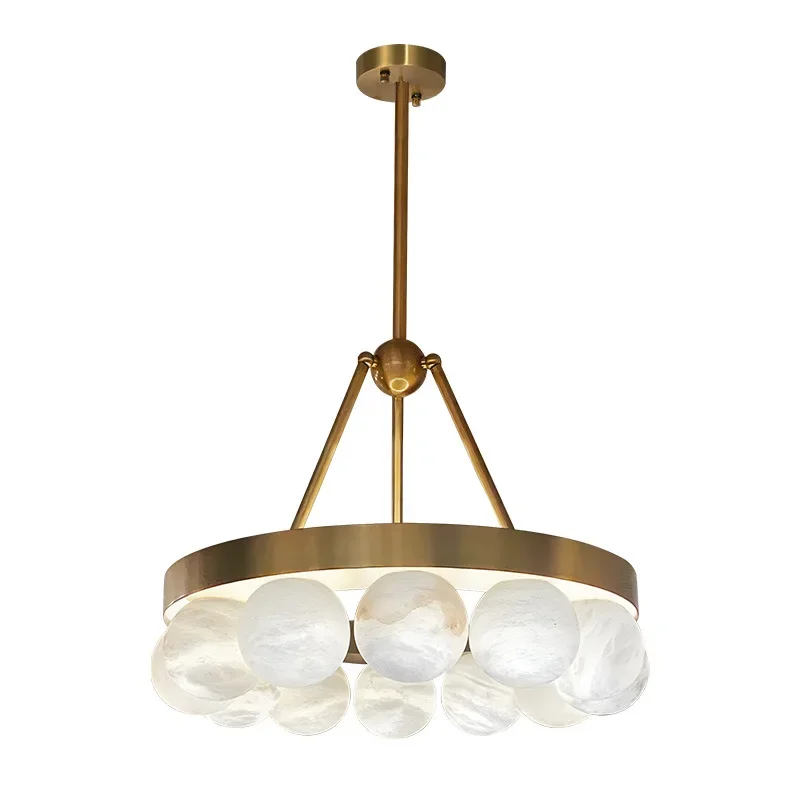 

1Snowflake Stone Chandelier Living Room Candle All Copper Round Marble Ball Dining Room Bedroom.
