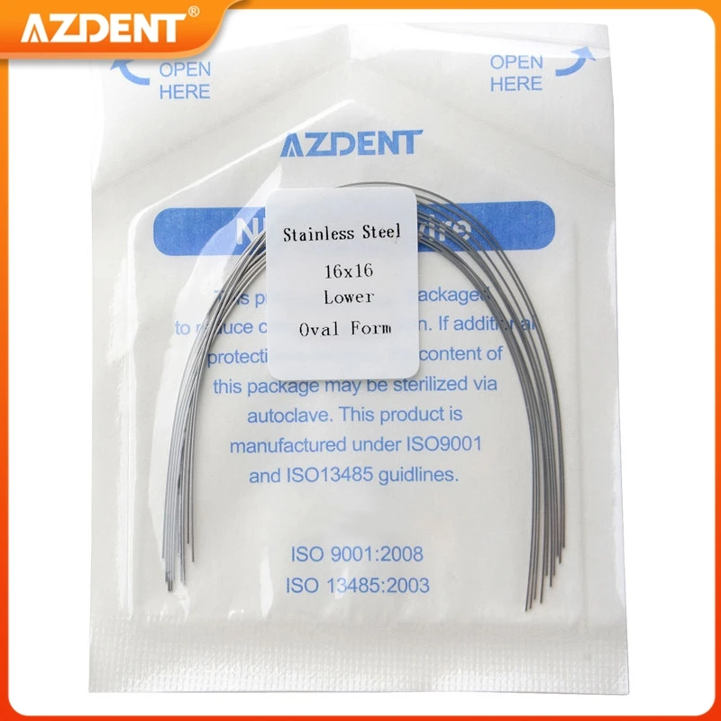 5 Packs Dental Orthodontic Stainless Steel Round Rectangular Arch Wires AZDENT Oval Form Upper Lower Archwire 10pcs/Pack