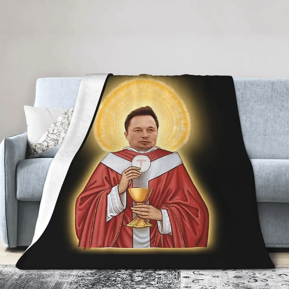 

Elon Musk As Jesus Blanket Soft Warm Flannel Throw Blanket Cover for Bed Living room Picnic Travel Home Sofa