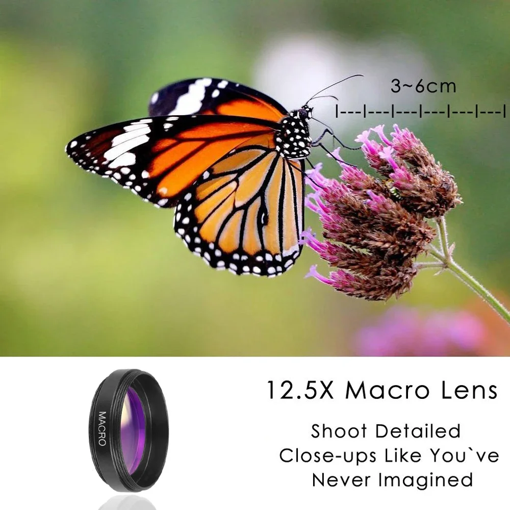 2 In 1 Phone Camera Lens Kit 0.45x Wide Angle & 12.5x Macro Lens HD Camera Lentes For Ios Android Smartphones