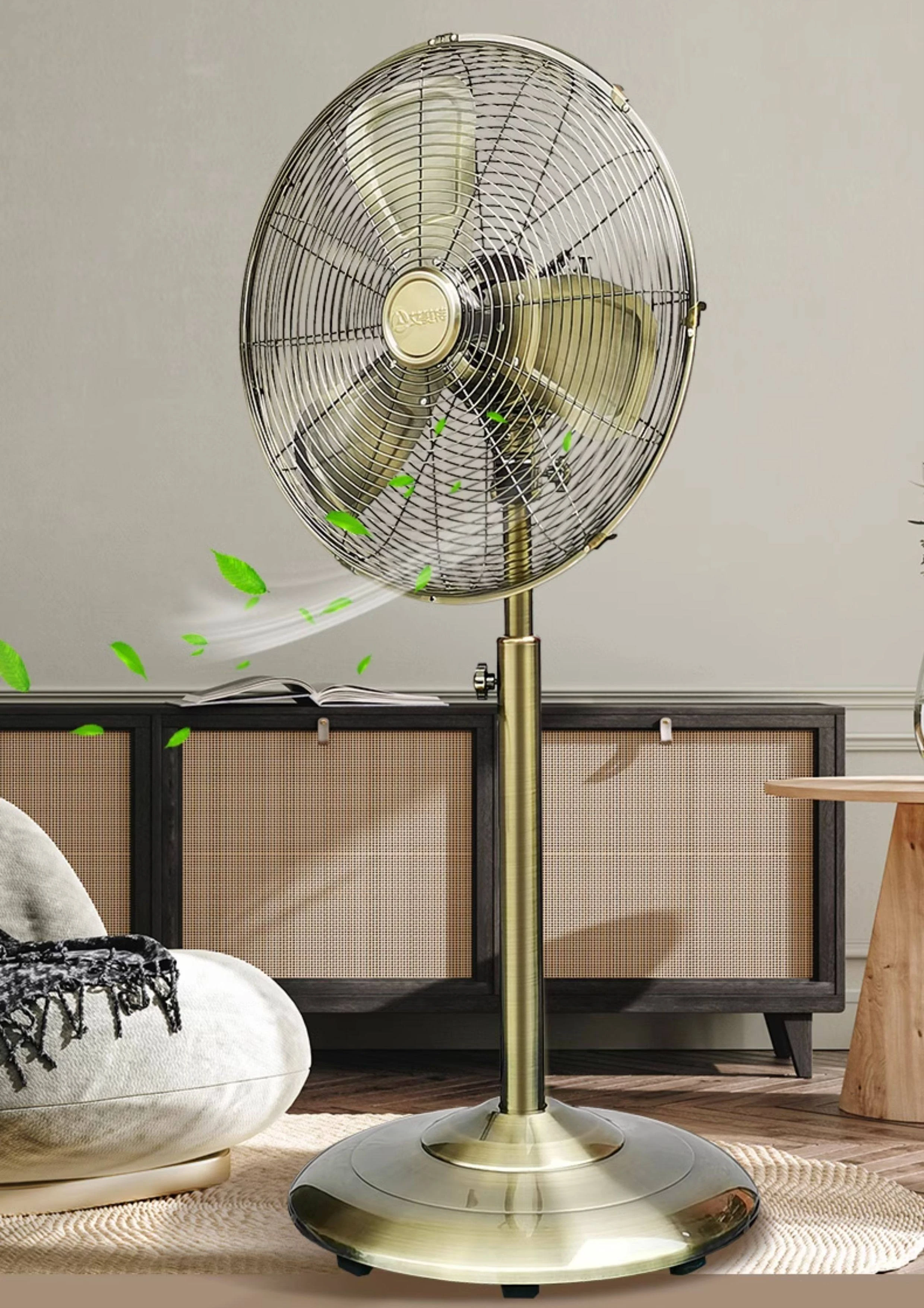 Commercial-Grade Electric Fan with Pure Copper Motor Vintage-Style Retro Floor Fan for Living Rooms