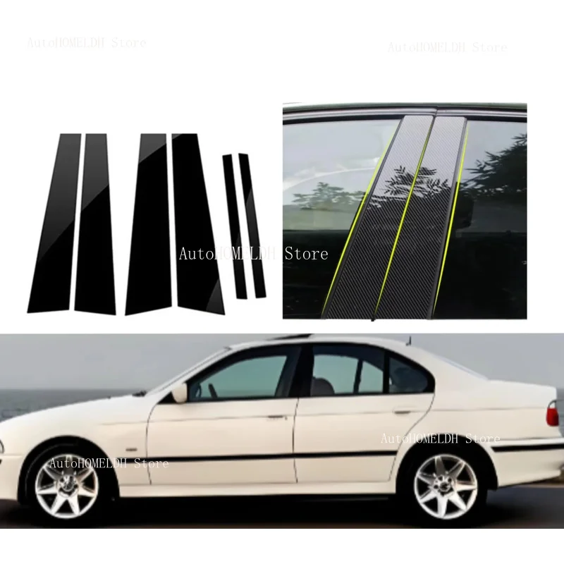 

Glossy Black Car Pillar Posts Trim Cover Sticker Fit For BMW 5-Series E39 1997 1998-2003 Door Window Auto Exterior Accessories