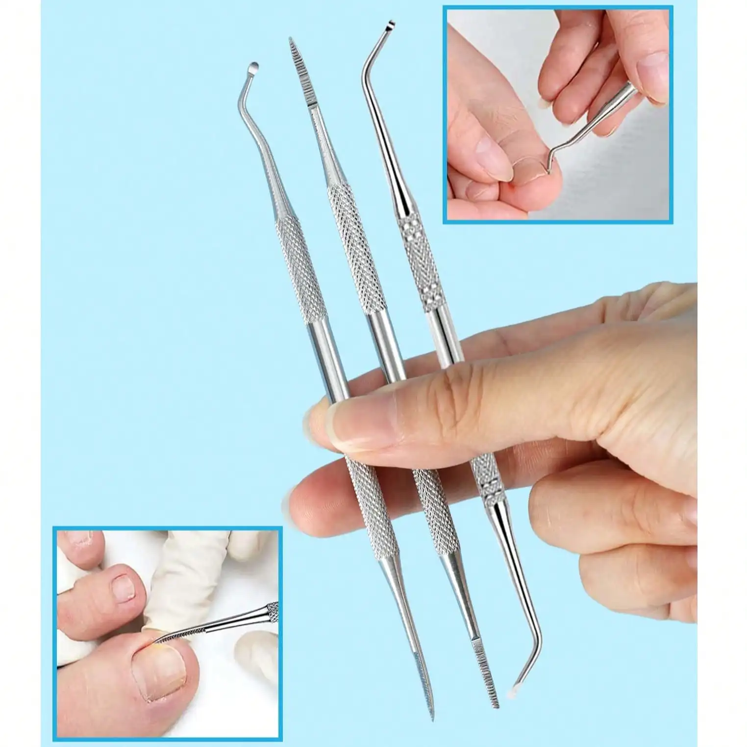 3pcs Nail Stain Removal Tool, Multifunctional Nail File, Pedicure Tool Beauty File, Ingrown Toenail Tool Pedicure Nail Cleaner