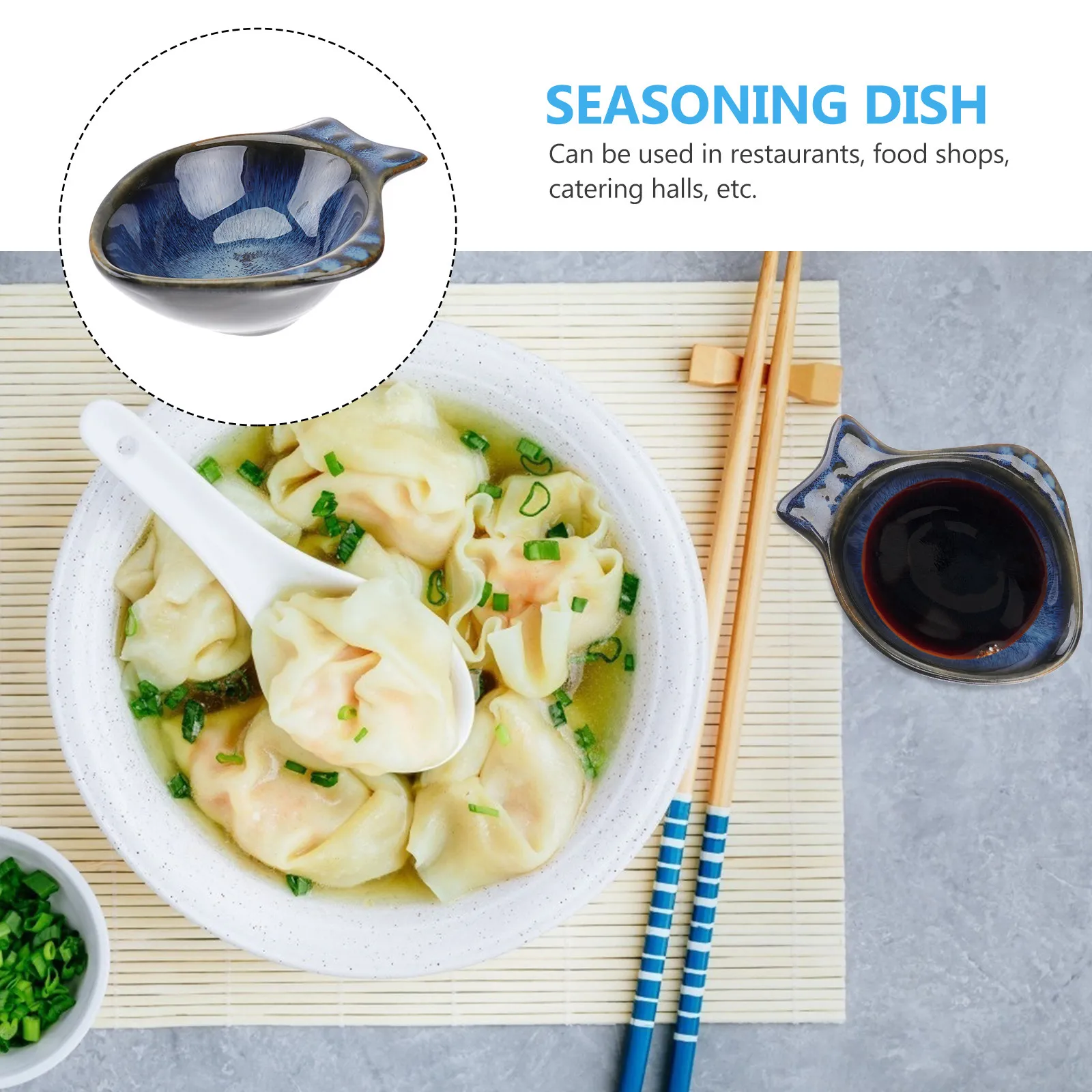 Ceramic Fish Shaped Seasoning Dish for Dipping Sauces Ketchup Butter Olive Oil Appetizers Desserts Fruits Nuts Condiments Blue
