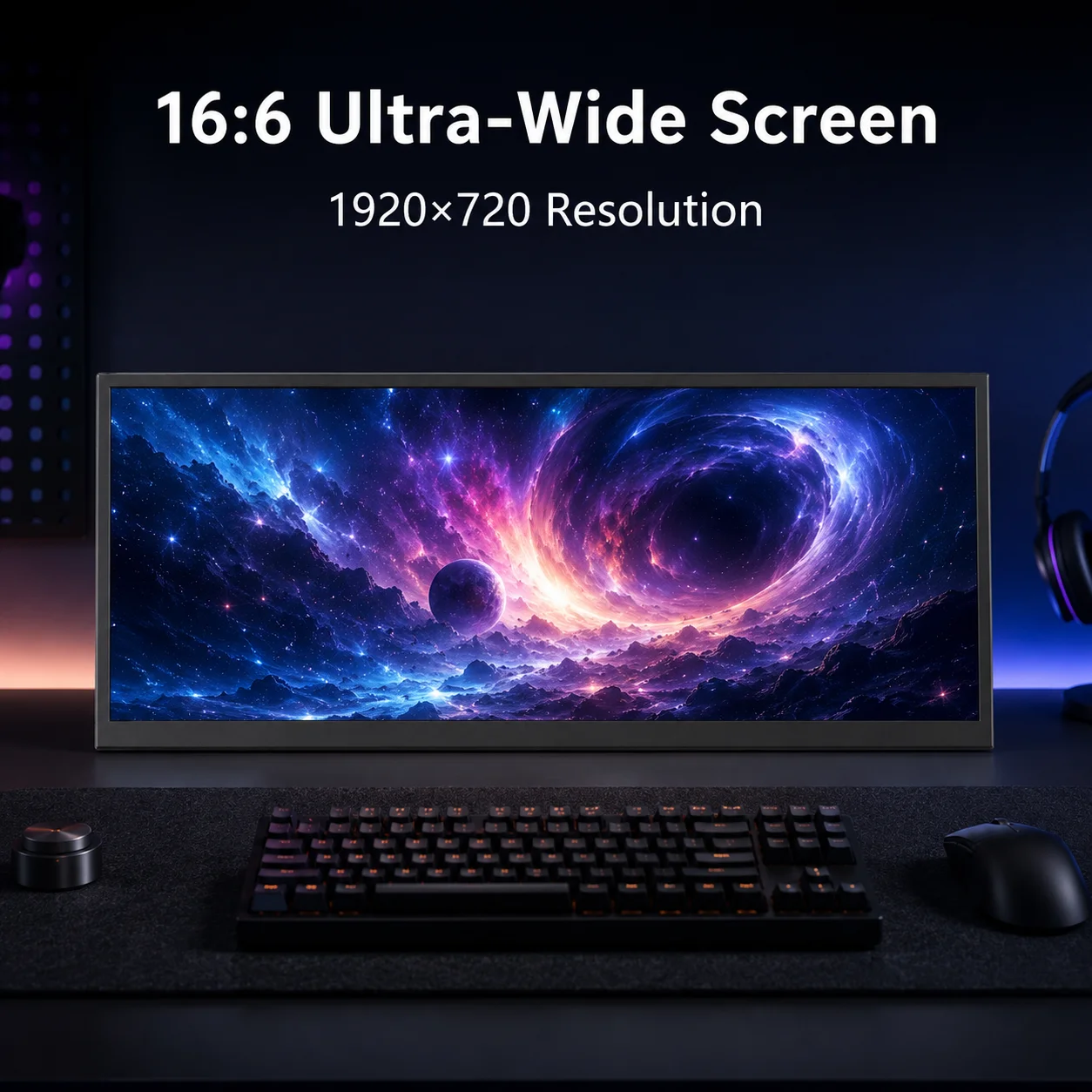 LESOWN Portable Ultrawide Touchscreen Monitor 12.3 Inch 1920x720 Secondary Display 16:6 Type-C Raspberry Pi PC Sub Screen Indust