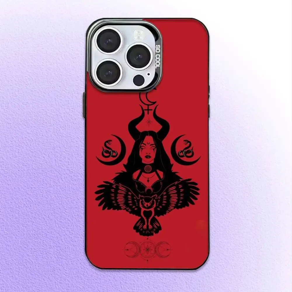 Gothic Witch Satan Phone Case  For iPhone17,16,15,14,13,12,11 Plus,Pro Max Black Candy Matte Shockproof Cover
