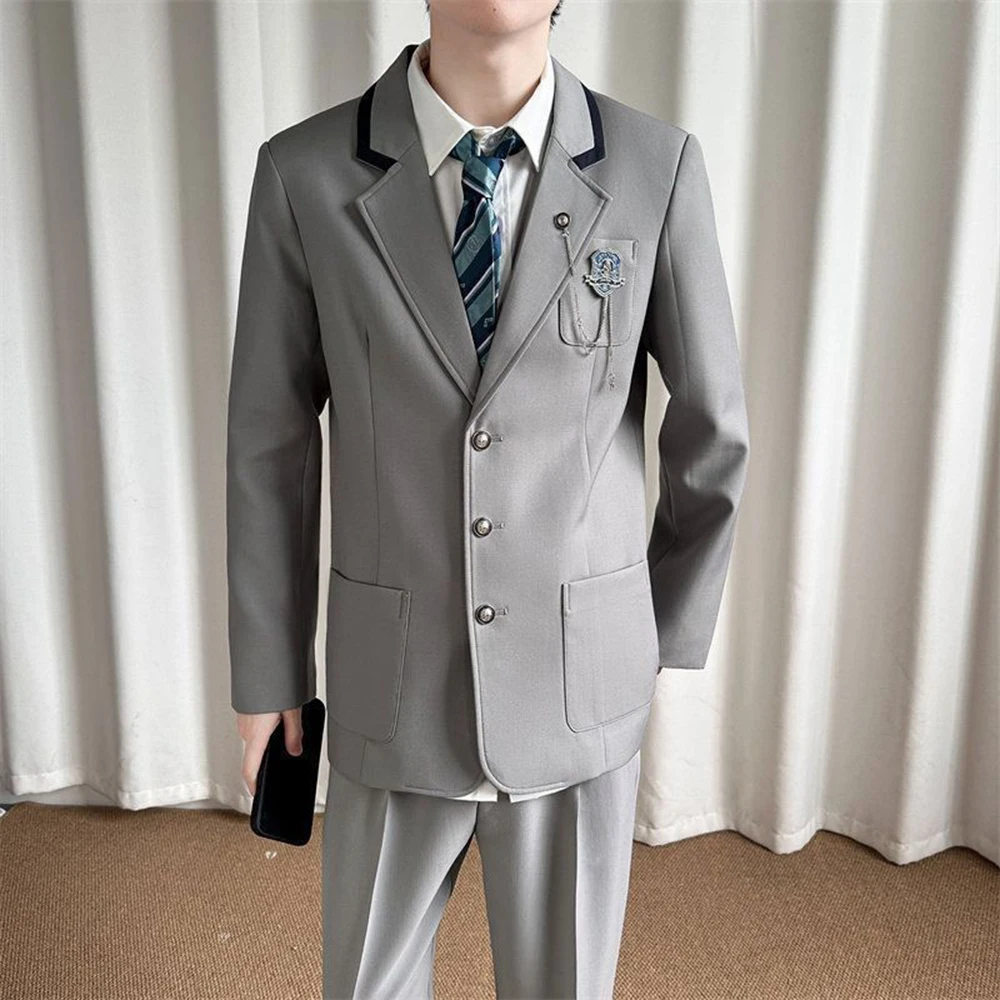 Men'S Preppy British Elegant Casual Suit Jacket Autumn Streetwear Fashion Youth Trend Outdoor Blazer Men'S Clothing 2026 New