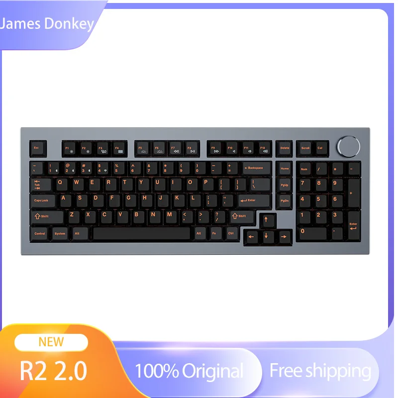 James Donkey R2 2.0 Customized Aluminum alloy mechanical gaming keyboard Triple-Mode Wireless 98keys Gasket RGB laptop Gift PC