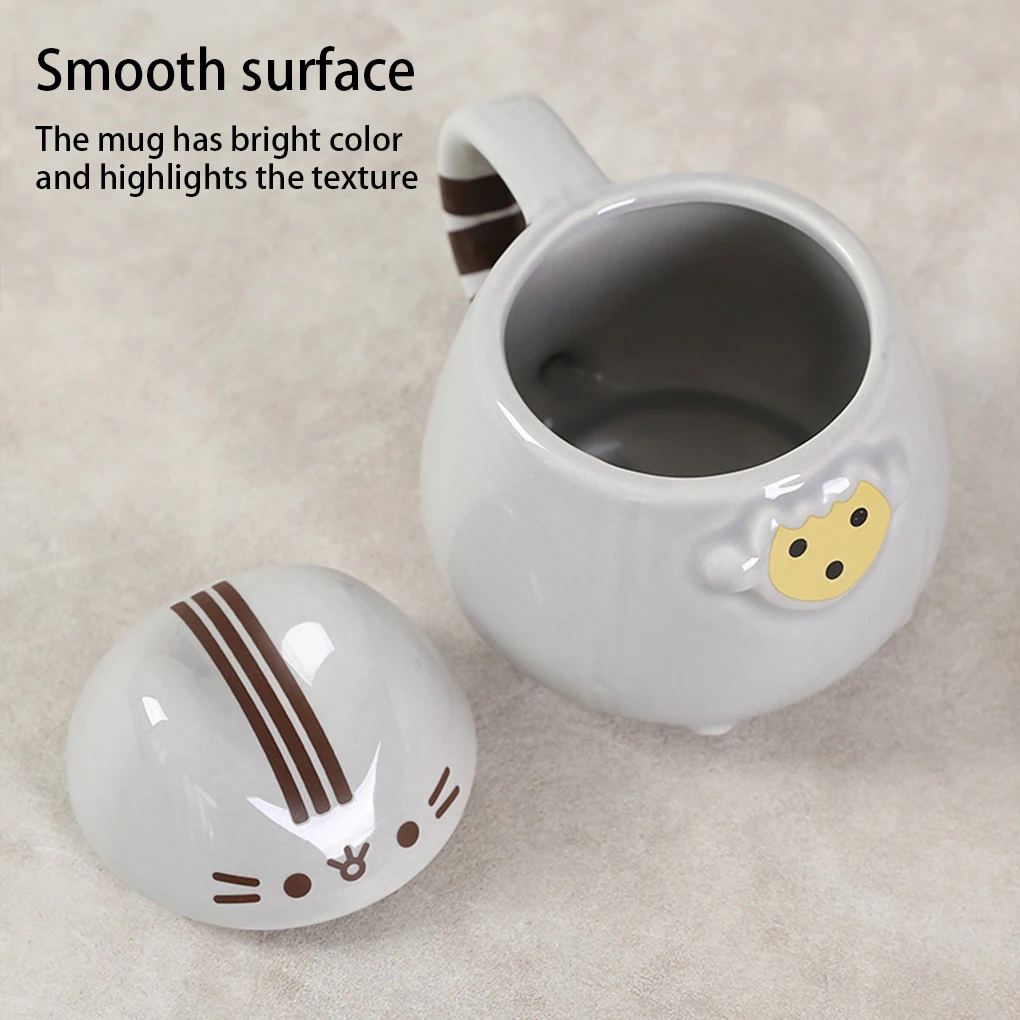 Cartoon Cat Mugs Coffee Cups with Lid Ceramic Breakfast Milk Cup Cartoon Cute Lucky Cat Water Cup Office Drinkware