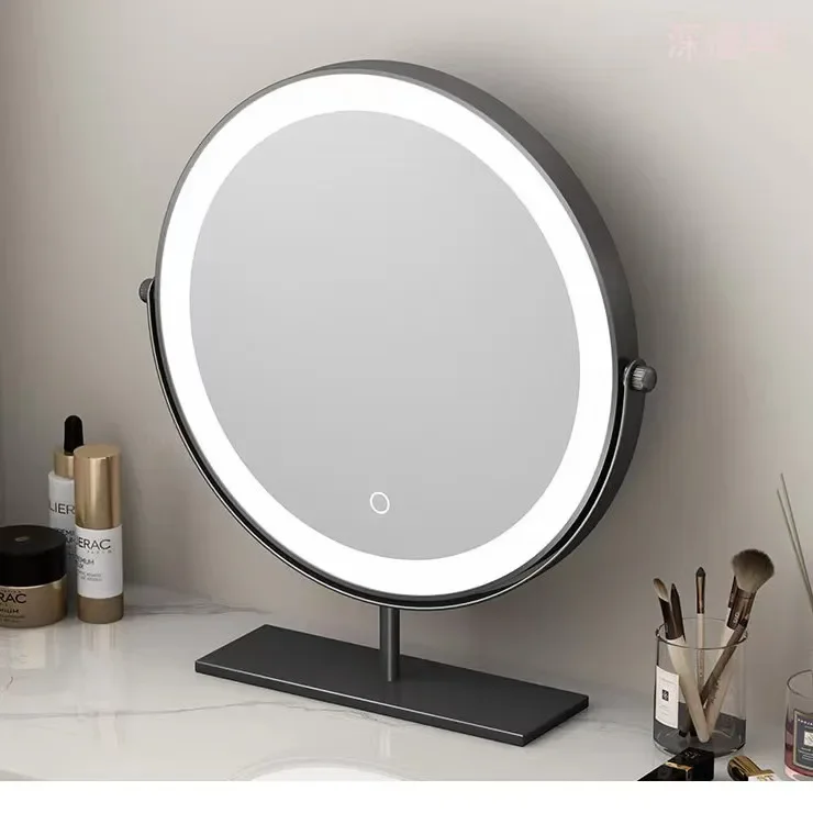 luxury makeup mirror desktop desktop simple LED light intelligent high definition mirror round European dresser beauty mirror