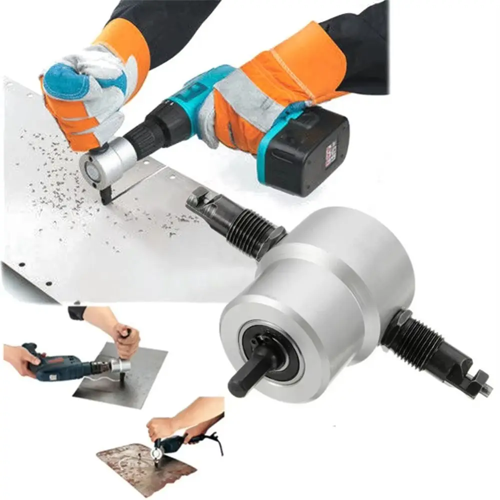 

Adjustable Metal Sheet Cutter 360 Degree Rotary Double Headed Double Head Nibbler Free Cutting Deburring Tools