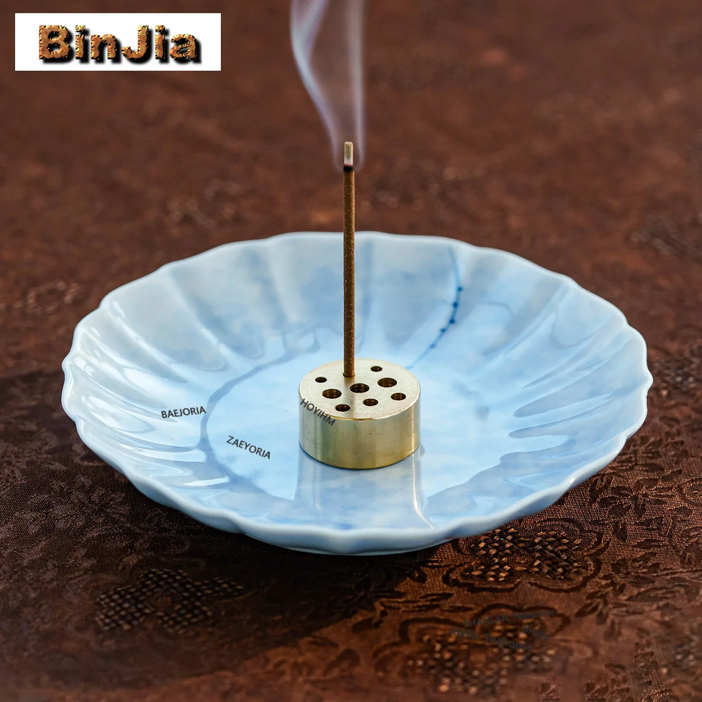 Hand Painted Blue Lotus Incense Holder Mist Smoking Steamers Incense Burners Consecrate Censer Tea Items Supplies Decoration