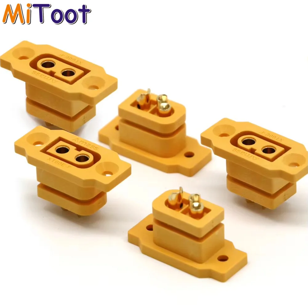 1 / 2 / 5pc Amass XT60E-F Female Plug Large Current Gold/Brass Ni Plated Connector Power Battery Connecting Adapter for RC Model
